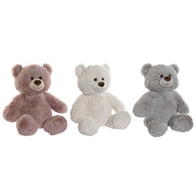 Jouet Peluche Home ESPRIT Blanc Marron Gris Polyester Ours 34 x 34 x 40 cm (3 Unités)