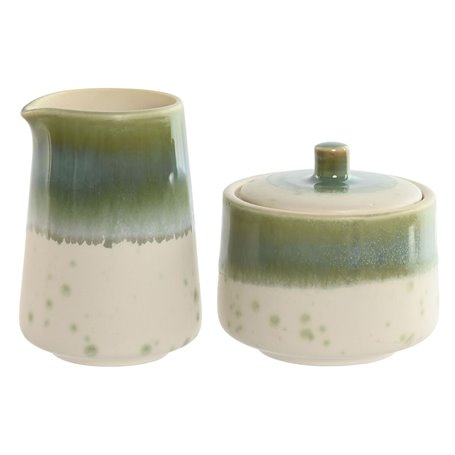 Laitière et sucrier Home ESPRIT Blanc Vert Porcelaine 250 ml 9 X 9 X 8