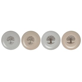 Assiette plate Home ESPRIT Blanc Beige Grès Traditionnel 20 x 20 x 2