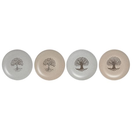 Assiette plate Home ESPRIT Blanc Beige Grès Traditionnel 20 x 20 x 2