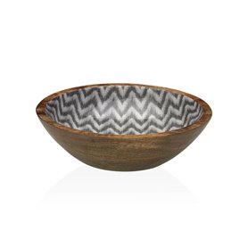 Saladier Versa Chevron Bambou Porcelaine Bois de manguier 24 x 7 x 24 cm
