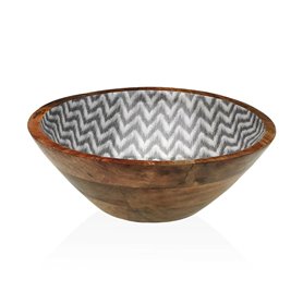 Saladier Versa Chevron Bambou Porcelaine Bois de manguier 30 x 10 x 30 cm