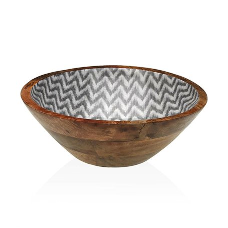 Saladier Versa Chevron Bambou Porcelaine Bois de manguier 30 x 10 x 30 cm