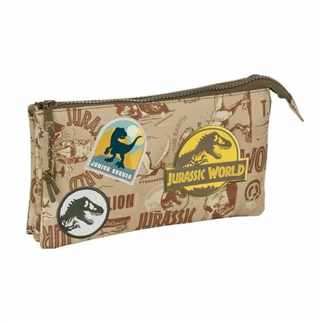 Trousse Fourre-Tout Triple Jurassic World Beige 22 x 12 x 3 cm