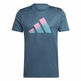 Chemisette Adidas Run Icons 3 Bar Bleu