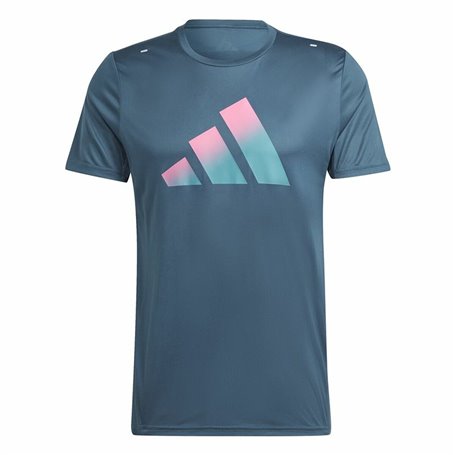 Chemisette Adidas Run Icons 3 Bar Bleu