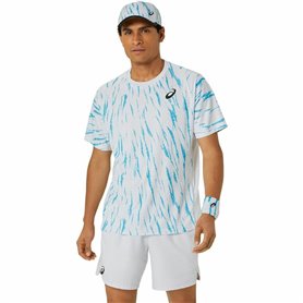 Maillot de Corps de Sport à Manches Coupe Asics Game Ss Top Blanc Bleu clair Tennis