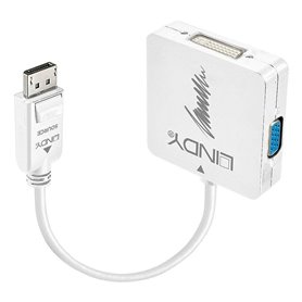 Lindy 41028 câble vidéo et adaptateur DisplayPort DVI-D + VGA (D-Sub) + HDMI Noir