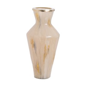 Vase Beige Doré Aluminium Verre 28 x 28 x 57 cm