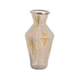 Vase Beige Doré Aluminium Verre 25