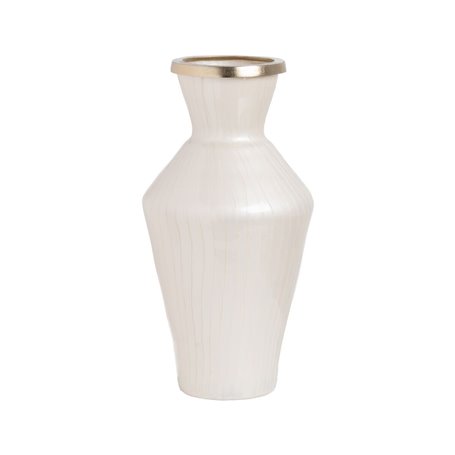 Vase Blanc Doré Aluminium Verre 25 x 25 x 48 cm