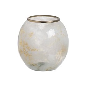 Vase Blanc Champagne Aluminium Verre 20 x 20 x 21 cm