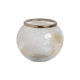 Vase Blanc Champagne Aluminium Verre 19 x 19 x 13 cm