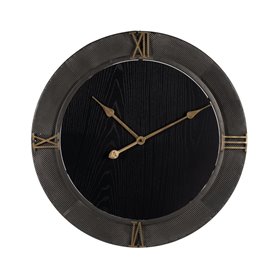 Horloge Murale Noir Doré Fer Bois MDF 61 x 2