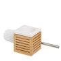 Brosse de salle de wc Blanc Naturel Céramique Bambou Acier inoxydable 11 x 11 x 37 cm