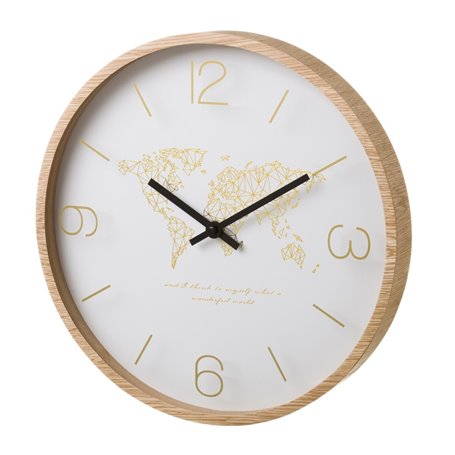 Horloge Murale Blanc Doré Verre Bois MDF 33 x 33 x 4 cm