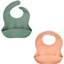 LOT DE 2 BAVOIRS SILICONE 1 VERT CACTUS + 1 PECHE