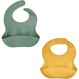 LOT DE 2 BAVOIRS SILICONE 1 VERT CACTUS + 1 JAUNE MIEL