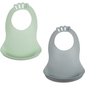 LOT DE 2 BAVOIRS BIBOU VERT CELADON - GRIS CHARME