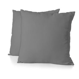 Lot de 2 taies d'oreiller - HOME LINGE PASSION - 63 x 63 cm - Gris anthracite