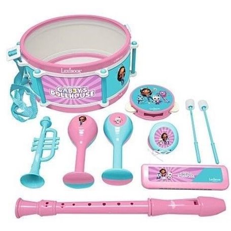 Lexibook - Set Musical Gabby et la Maison Magique - 7 instruments - Rangement dans le tambour