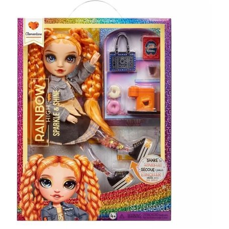 Rainbow High - Sparkle & Shine - Poupée mannequin de 27cm - Orange - Jambes avec liquide pailletés - Des 4ans