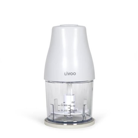 Hachoir - LIVOO - 300 ml - 400 W - 1 vitesse et fonction turbo - 2 lames en inox - Blanc