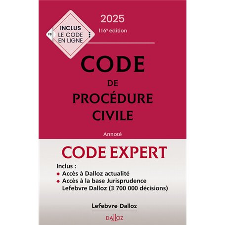 Code Dalloz Expert. Code de procédure civile 2025. 21e éd.