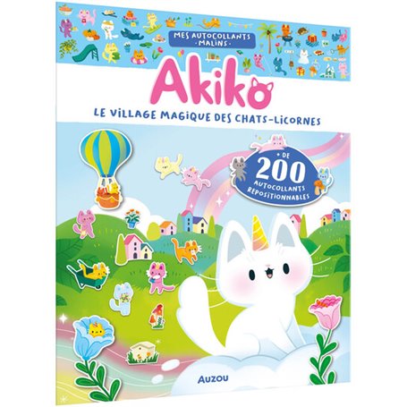 MES AUTOCOLLANTS MALINS - AKIKO - LE VILLAGE MAGIQUE DES CHAT-LICORNES