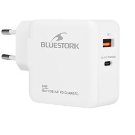 Chargeur mural Bluestork PW-BS-65-GAN-C-A-W Blanc