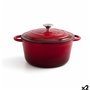 Casserole avec Couvercle Bidasoa Fierro Rouge Ø 24 cm 3,7 L (2 Unités)