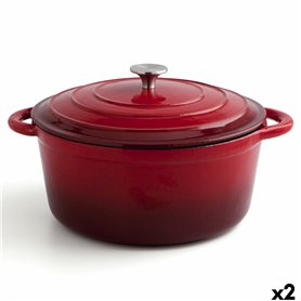 Casserole avec Couvercle Bidasoa Fierro Rouge Ø 28 cm 6 L (2 Unités)