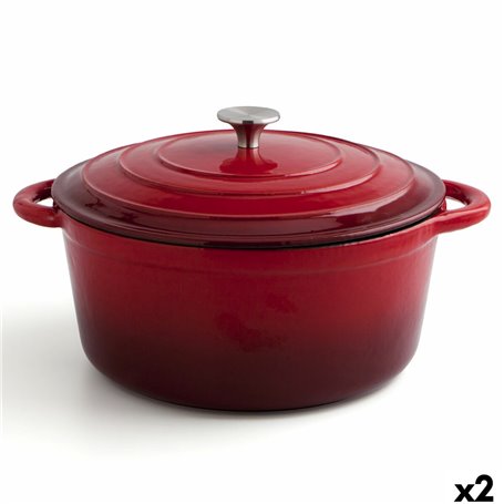 Casserole avec Couvercle Bidasoa Fierro Rouge Ø 28 cm 6 L (2 Unités)