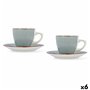 Lot de tasses avec soucoupes Quid Vita Morning Bleu Céramique (4 Pièces) (6 Unités)
