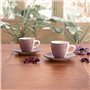 Lot de tasses avec soucoupes Quid Vita Morning Rose Céramique (4 Pièces) (6 Unités)