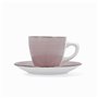 Lot de tasses avec soucoupes Quid Vita Morning Rose Céramique (4 Pièces) (6 Unités)