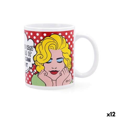 Tasse Quid Pin Up Bandes dessinées Multicouleur Céramique 330 ml (12 Unités)