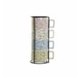 Ensemble de tasses à café DKD Home Decor Bleu Vert Rose Métal Dolomite 260 ml (4 Pièces)