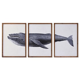 Jeu de 3 tableaux DKD Home Decor 150 x 2 x 70 cm Baleine