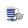 Tasse avec filtre pour infusions Home ESPRIT Bleu Rouge Acier inoxydable Porcelaine 380 ml (4 Unités)