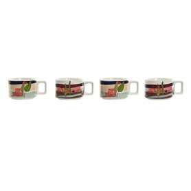 Ensemble de tasses à café Home ESPRIT Bleu Vert Rose Lila Métal Bambou Dolomite 260 ml