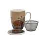 Tasse avec filtre pour infusions Home ESPRIT Bleu Beige Terre cuite Acier inoxydable Porcelaine 380 ml (2 Unités)