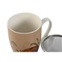 Tasse avec filtre pour infusions Home ESPRIT Bleu Beige Terre cuite Acier inoxydable Porcelaine 380 ml (2 Unités)