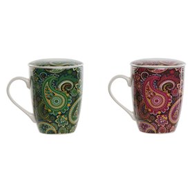 Tasse avec filtre pour infusions Home ESPRIT Vert Turquoise Bordeaux Lila Moderne 340 ml (2 Unités)