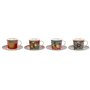 Lot de tasses avec soucoupes Home ESPRIT Jaune Rouge Porcelaine 220 ml 15,6 x 15,6 x 1,7 cm (4 Unités)