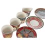 Lot de tasses avec soucoupes Home ESPRIT Jaune Rouge Porcelaine 220 ml 15,6 x 15,6 x 1,7 cm (4 Unités)