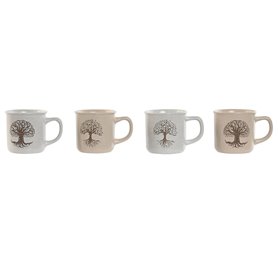 Tasse mug Home ESPRIT Blanc Beige Traditionnel Arbre de vie 330 ml (4 Unités)