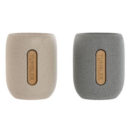 Support pour brosses à dents Home ESPRIT Gris Crème Dolomite 8,5 x 7 x 11 cm (2 Unités)