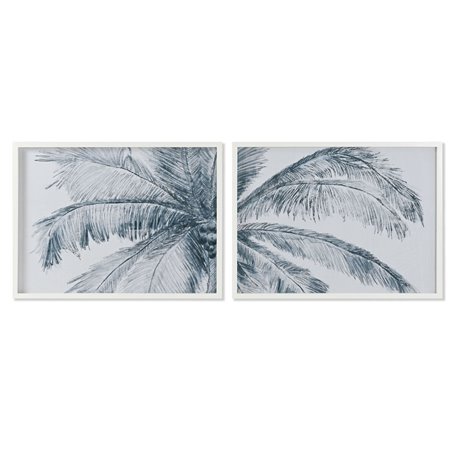 Cadre Home ESPRIT Bleu Blanc Palmiers méditerranéen 80 x 2 x 60 cm (2 Unités)