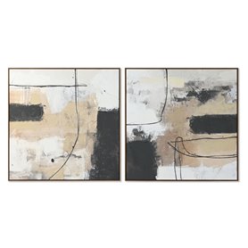 Cadre Home ESPRIT Noir Doré Abstrait Urbaine 100 x 4 x 100 cm (2 Unités)